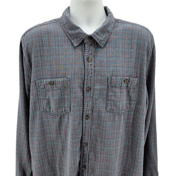 Carbon2Cobalt Mens XL Shirt Double Layer Button Multicolor Check Plaid Preppy - Picture 2 of 9